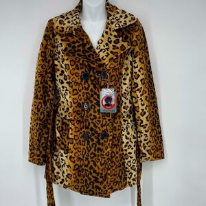 Yoki Collection‎ Animal Leopard Print Double Breast Coat Size Medium NWT